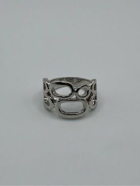 Lia Sophia Silver-Tone Openwork Statement Ring Size 7.75